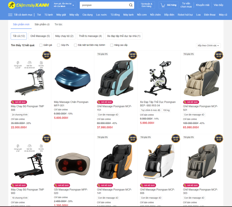 Những sản phẩm của Poongsan đ&atilde; c&oacute; mặt tr&ecirc;n website của Điện M&aacute;y Xanh